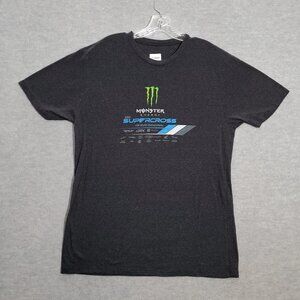 Monster Energy Men Shirt Large Gray 2020 Supercross FIM Championship Season‎ Tee